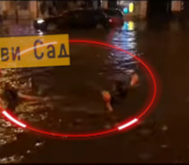 NEVERICA: Ulice NS potopljene, mladić pliva leđnim stilom