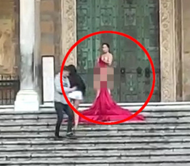 Slikala se GOLA ispred katedrale, meštani BESNI (VIDEO)