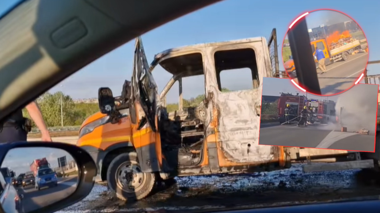 PLAMEN GUTA KAMION: Potpuno izgorelo vozilo Gradske čistoće
