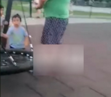 Naočigled uplašene dece nožem uništavao parkić (VIDEO)